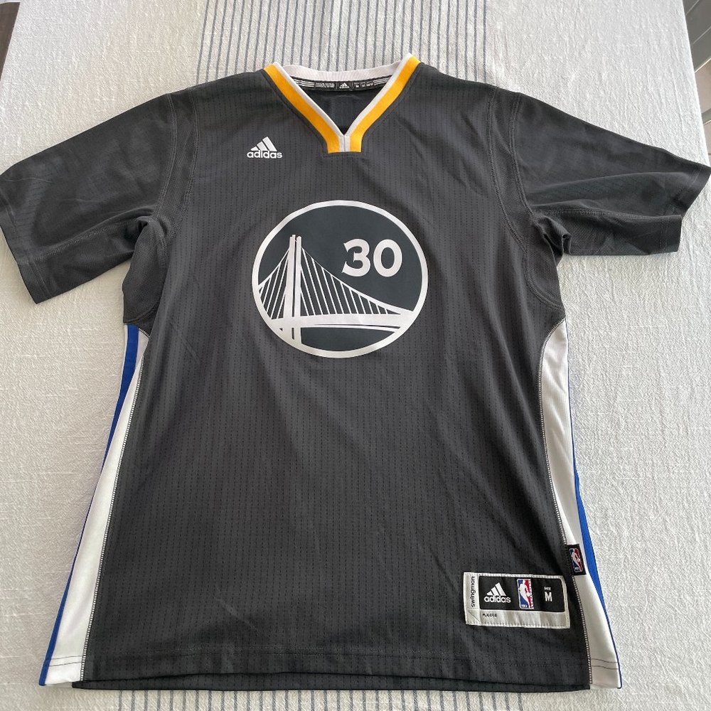 Adidas NBA Steph Curry Warriors Gray Short Sleeve Jersey Adult MED